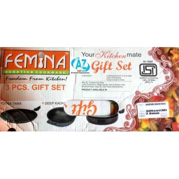 Femina 7 Pcs Non Stick Gift Set -ISI With Adjustable Stainless Steel Slicer- First Time In India